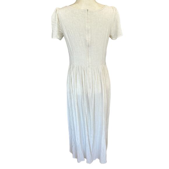 Christy Dawn Scarlet Dress Large Beige Midi Cottagecore Quiet Luxury Minimalist - Picture 2 of 14